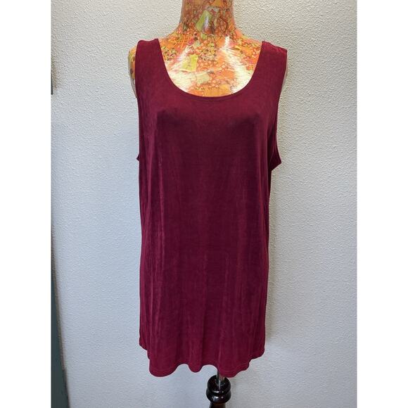 FLAX Women’s L Burgundy Acetate Stretch Tank Top Sleeveless - Picture 1 of 5
